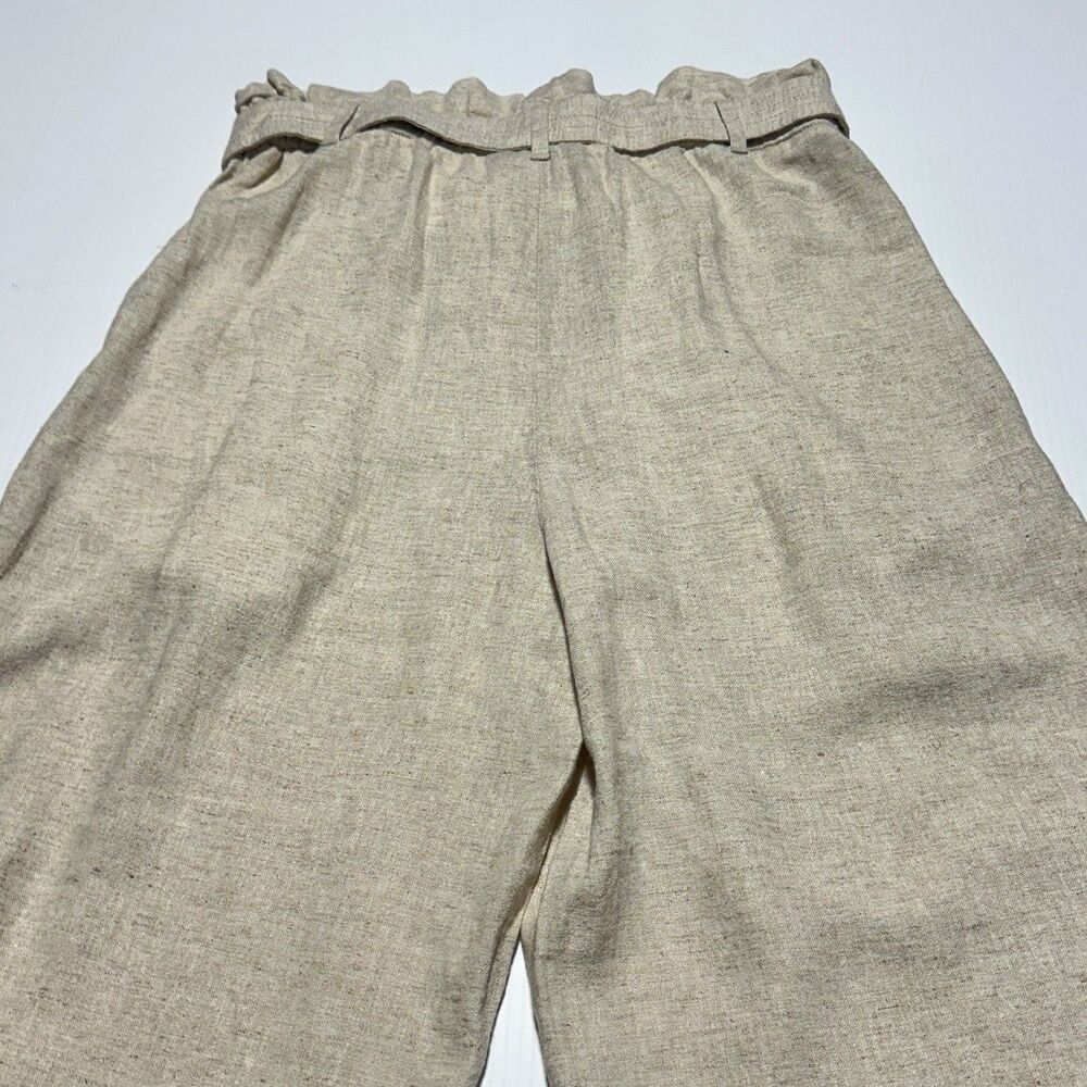 Banana Republic Linen Blend Pants Size 4 Women’s Wide Leg Beige Paperbag NWT - Picture 7 of 10
